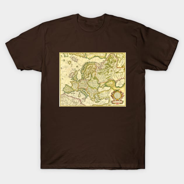 Antique Map of Europe by Gerardus and Rumold Mercator, 1595 T-Shirt by MasterpieceCafe